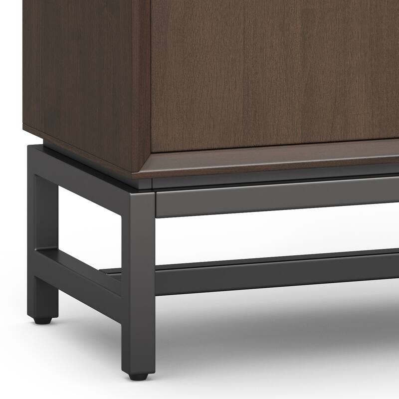 WYNDENHALL Devlin SOLID HARDWOOD 32 inch Wide Modern Low Storage Cabinet in Walnut Brown - 14" D x 32" W x 31.5" H