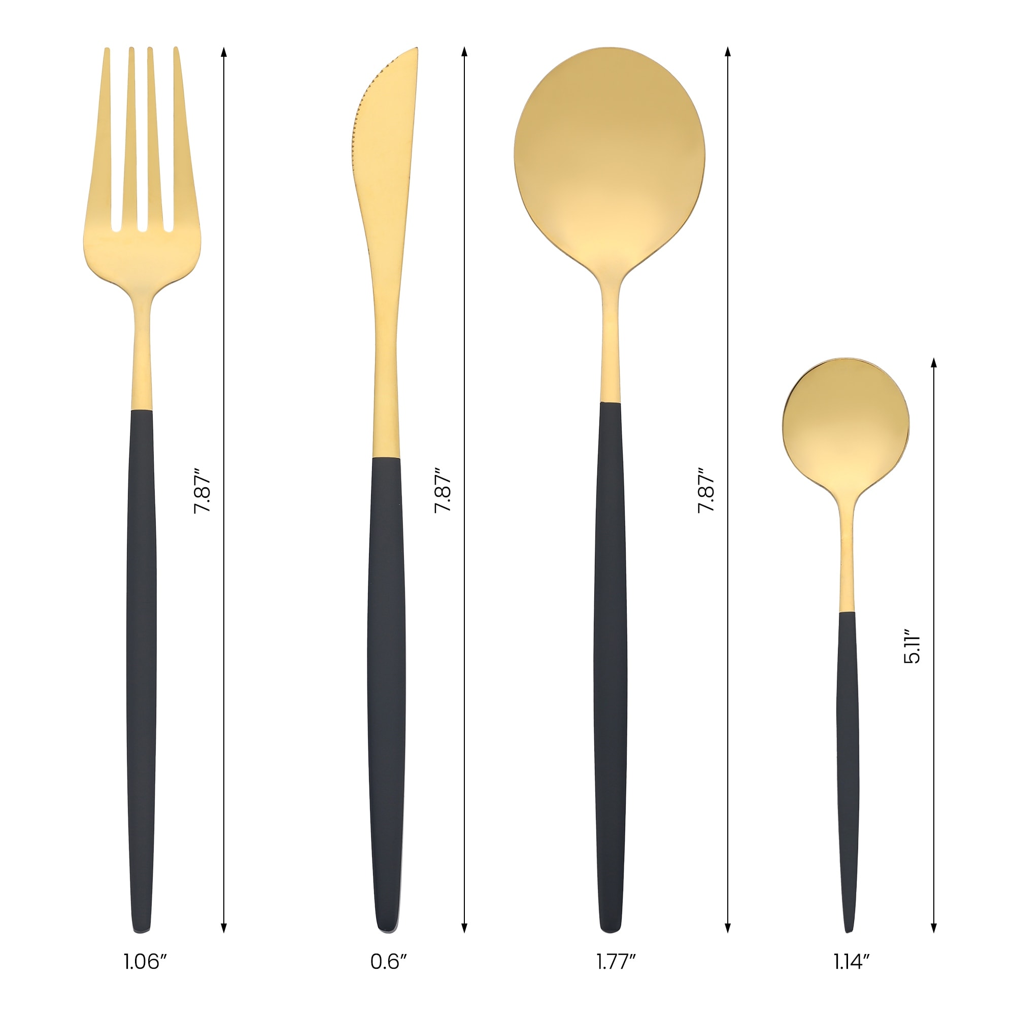 4Pcs Flatware Set, Stainless Steel Silverware with Spoons and Forks Set, Serving Utensils Set for Kitchen Eating Tableware