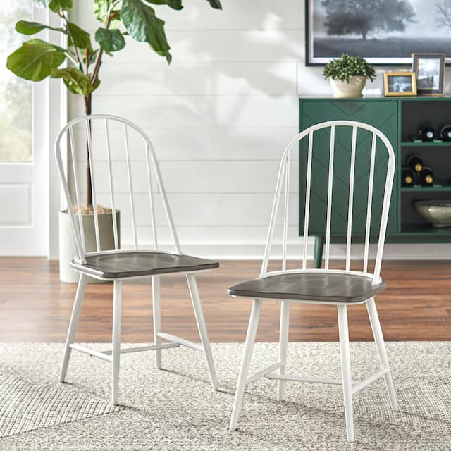 Simple Living Milo Mixed Media Dining Chairs (Set of 2) - White/Charcoal Grey