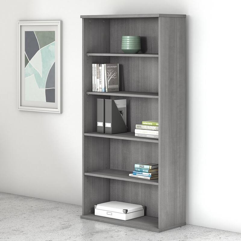 Studio C Tall 5 Shelf Bookcase Bookshelf Organizer by Bush Furniture - Chrome Finish