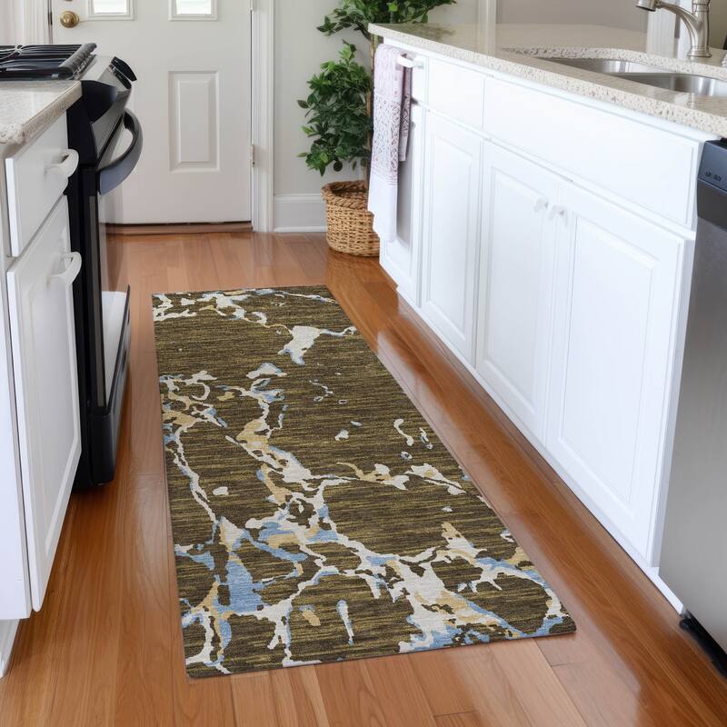 Premium Washable Super Soft Abstract Abrash Mayfield Rug - Coffee - 2'3" x 7'6"