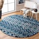 SAFAVIEH Amsterdam Bridget Moroccan Boho Rug - 5'1" x 5'1" Round - Navy/Beige