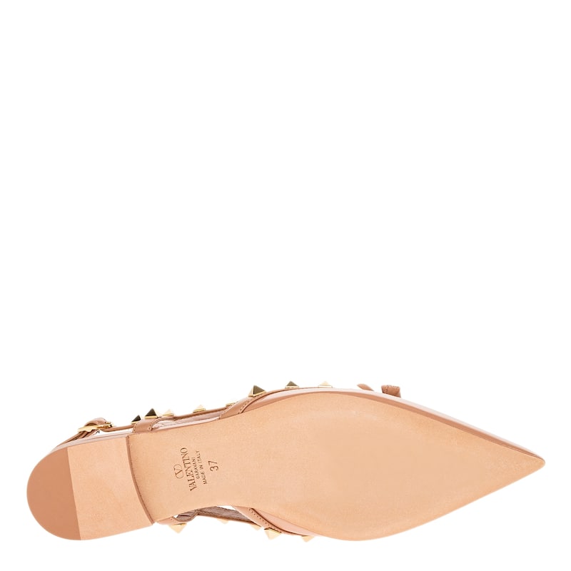 Valentino Rockstud Bow Patent Leather Slingback Ballerinas