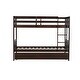 preview thumbnail 15 of 16, Twin Over Twin Rubber Wood Bunk Bed with Trundle, Convertible into 2 Twin Size Beds,with Ladder and Safety Guardrails