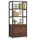 preview thumbnail 9 of 26, 4-Tier Rustic Bookcases with 2 Drawers, Etagere Standard Book Shelves Display Shelf for Home Office