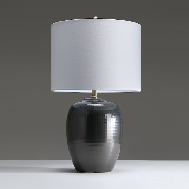 Basset 3-Way Ceramic Table Lamp with Drum Shade - 23 in. H