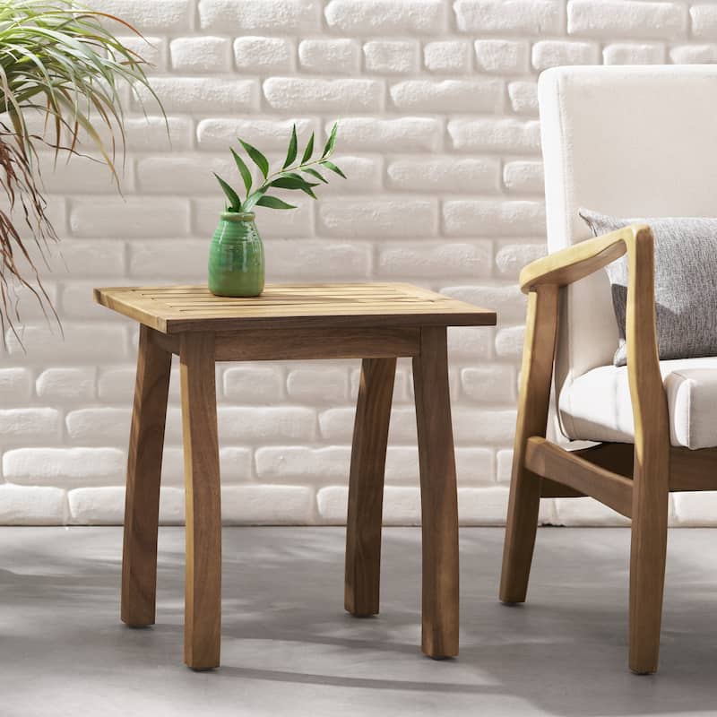 Lucca Outdoor Acacia Wood Side Table by Christopher Knight Home - Natural Stained