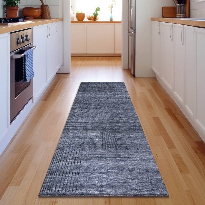 Premium Washable Super Soft Solid Hatches Mayfield Rug - Navy - 2' 3" x 7' 6" - Runner
