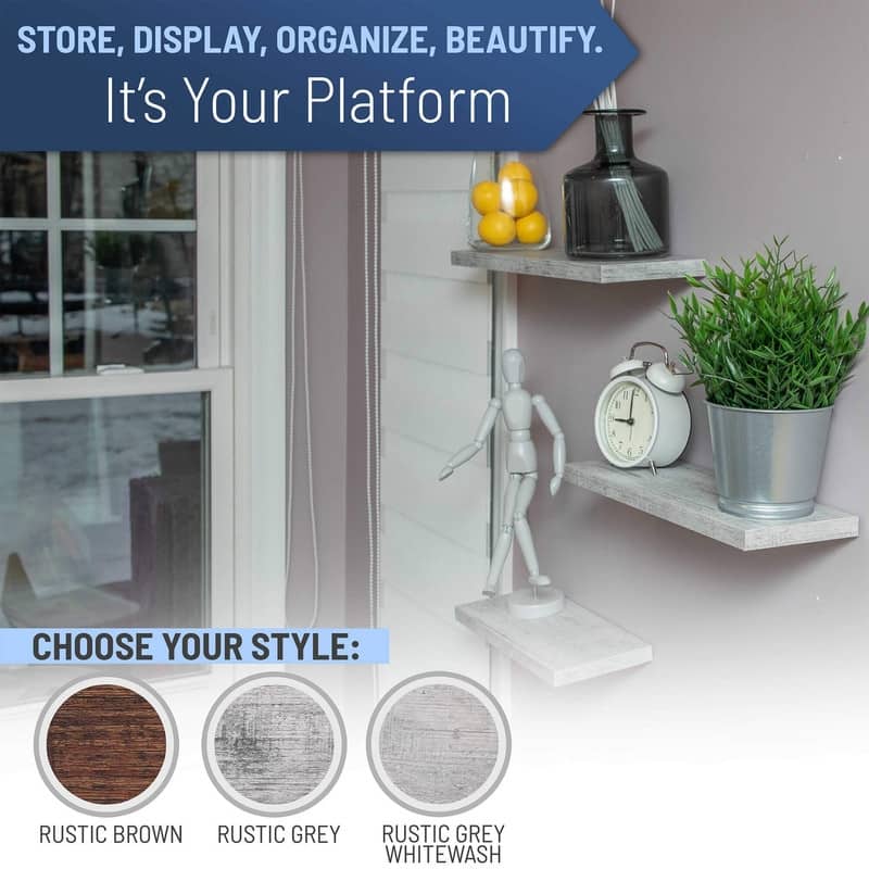 Wall Mounted Display Ledge Floating Wall Shelves Set of 3