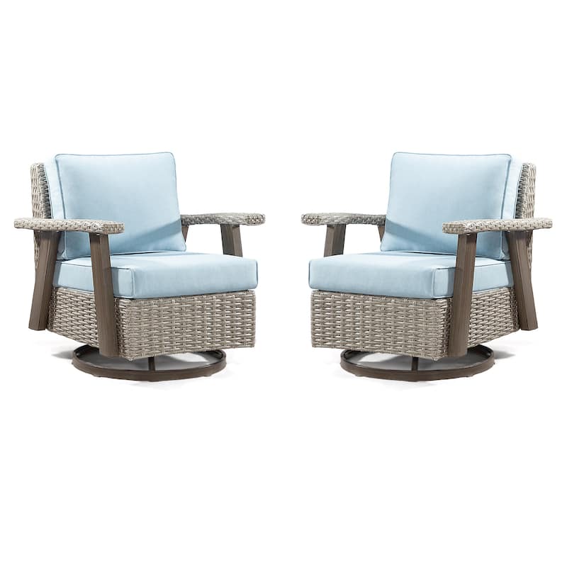 Cozywor Wicker Patio Outdoor Swivel Rocking Chair (Set of 2)
