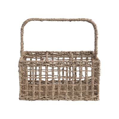Hand-Woven Seagrass Caddy with Handle - 11.8"L x 7.9"W x 11.8"H