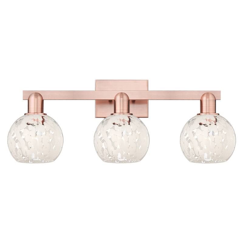 Innovations Lighting Endless Possibilities Arcadia - White Mouchette - 3 Light 25" Bath Vanity Light - Antique Copper