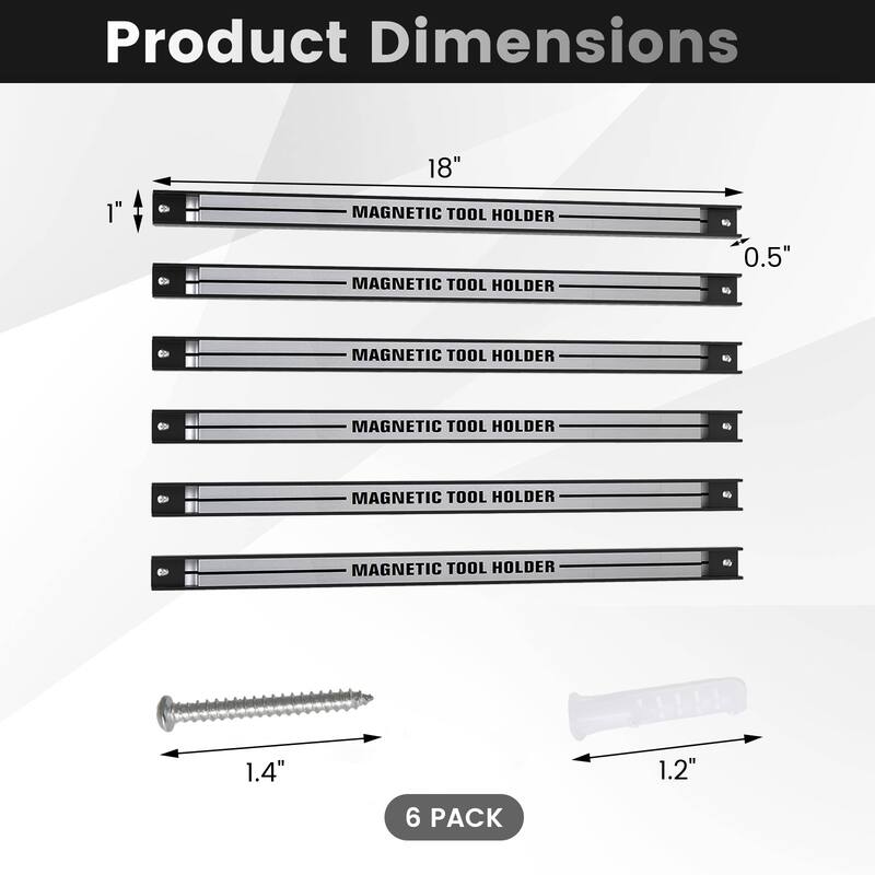 Gymax 18'' Magnetic Tool Holder Strip w/ Mounting Screws Space-Saving