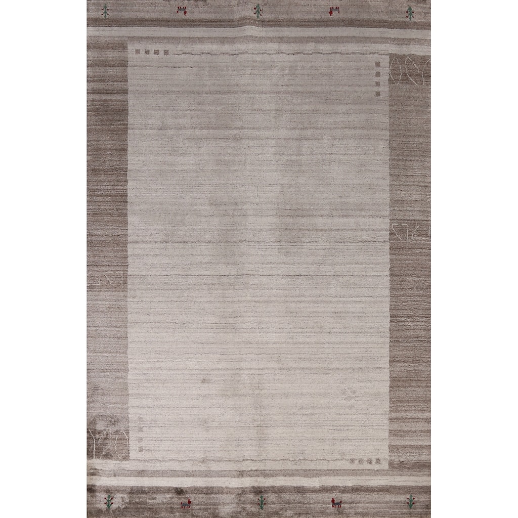 Tribal Beige Gabbeh Indian Area Rug Handmade Oriental Wool Carpet - 5'5" x 7'7"