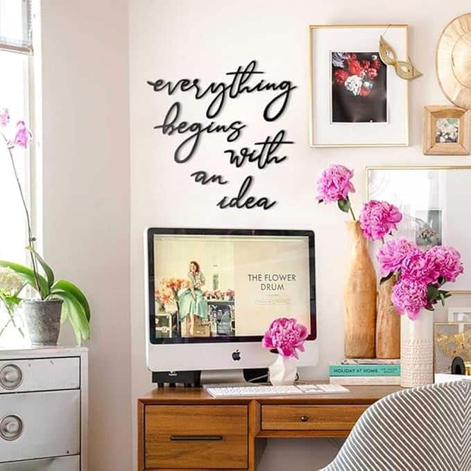Everything Begins Metal Wall Art - Inspirational Quote Decor for Living Room, Bedroom, or Office