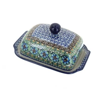 Blue Rose Polish Pottery 295 Ceramika Artystyczna Butter Dish