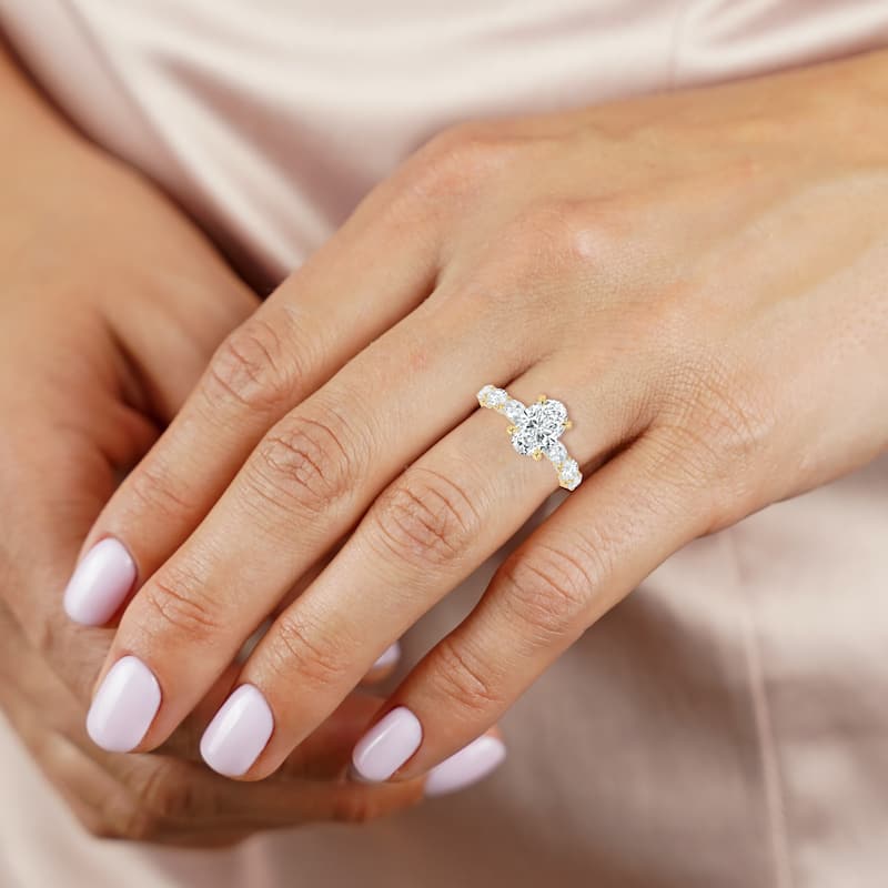 Auriya 14kt Yellow Gold Lab Grown Oval Diamond Engagement Ring with East-West Oval Crescent (F-G, VS)