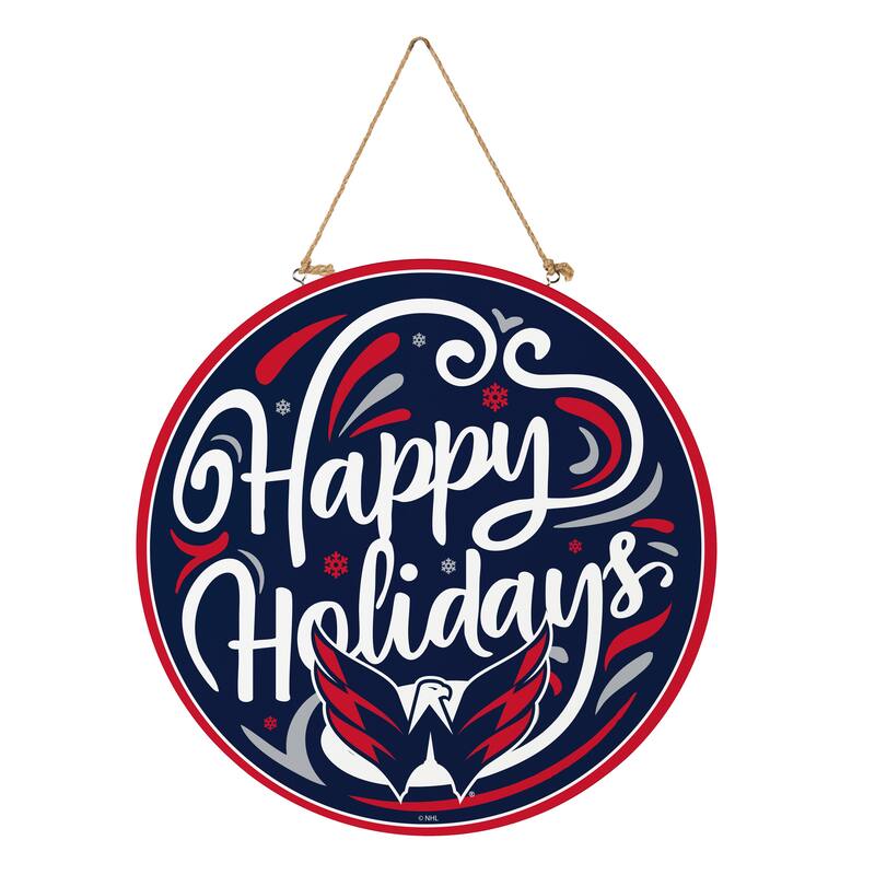 Washington Capitals 18" x 18" Happy Holidays Door Décor Wall Sign - 18" x 18"