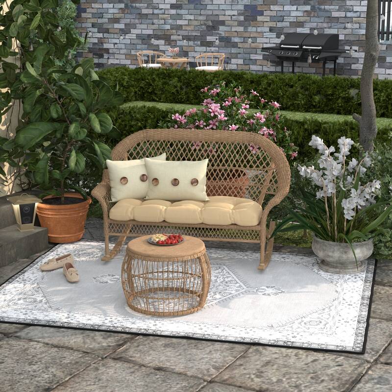 20" x 13" Outdoor Lumbar Pillow with Buttons - Set of 2 - 13'' L x 20'' W x 6'' H - Zayne Wheat