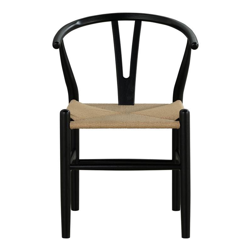 Furniture of America Farre Mid-Century Modern Black Solid Wood Rounded Dining Chairs (Set of 2)