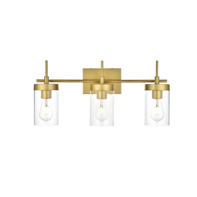 Elegant Lighting LD7319W24 Taryin 3 Light 24" Wide Vanity Light - Brass / Clear