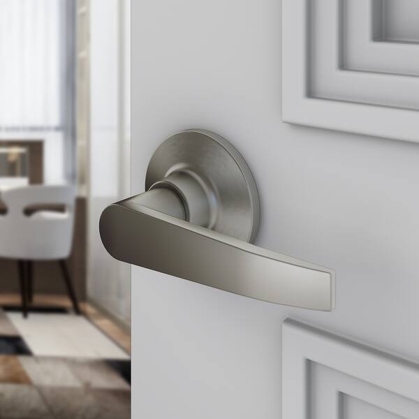 5 Pack Brushed Nickel Passage Door Levers Interior Door Handles For Hallway Square Closet Door Lock Keyless Straight Lever Door Handles