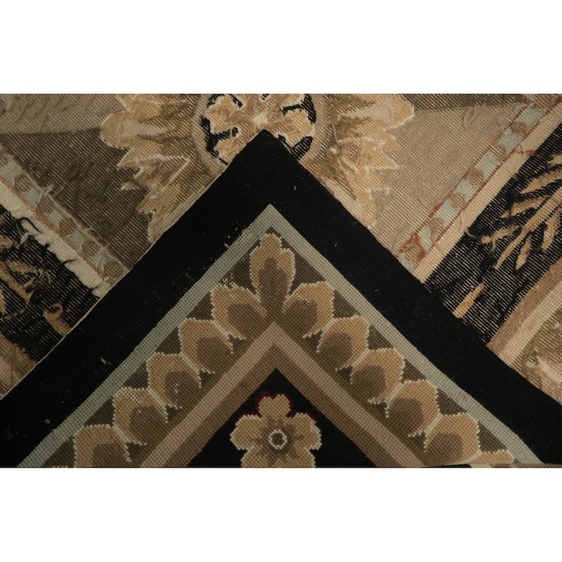 Hand Knotted Oriental 100% Wool Carpet Traditional Floral Brown Tapestries Area Rug - 9' 7'' X 7' 11''