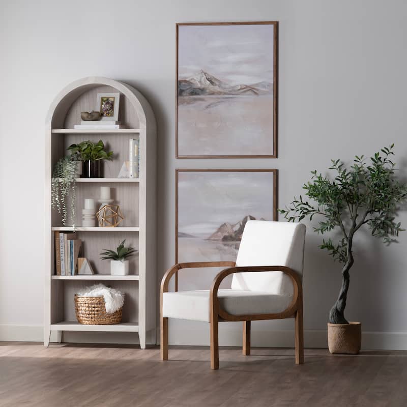 77.5 in. White Solid Wood 5 Shelf Bookcase