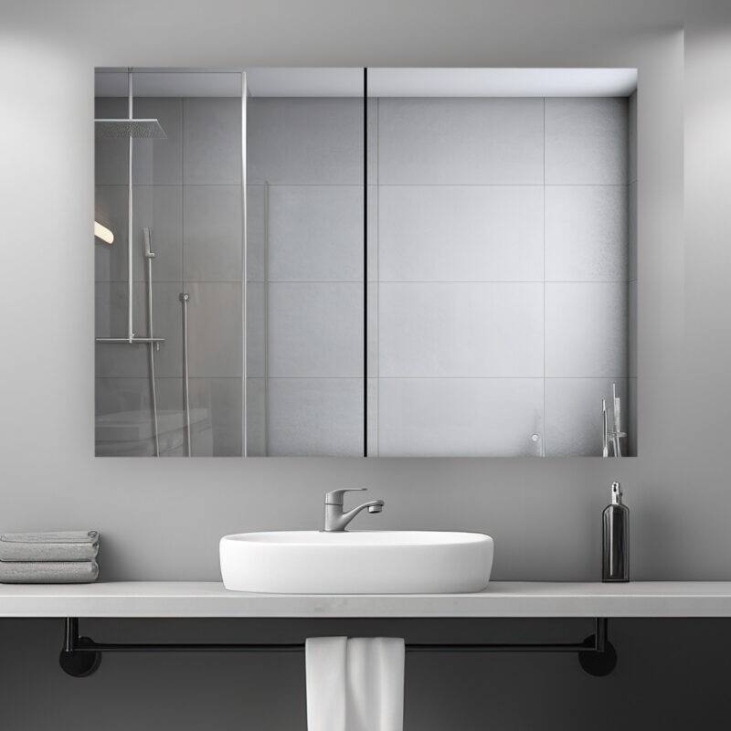 AQUADOM Royale Medicine Cabinet Defogger, 3X LED Lighted Vertically Adjustable Magnifying Mirror, Electrical Outlets.