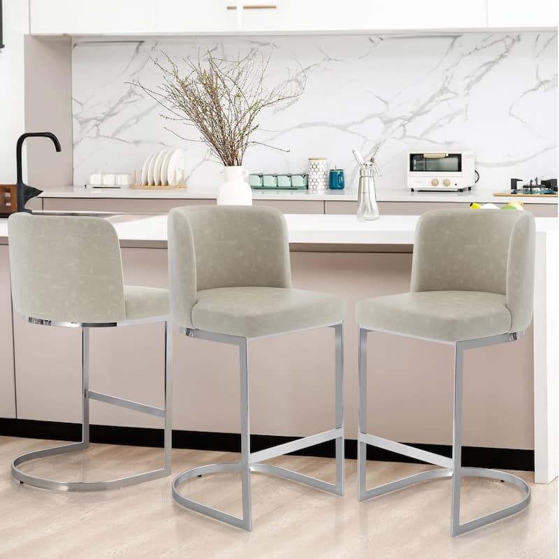26" Upholstered Bar Stools, Counter Height Stools - 18.11"W x 19.69"D x 37.4"H