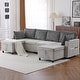 preview thumbnail 12 of 33, Multifunctional Sectional Sofa Bed with Pull-Out Sleeper, Dual Storage Chaises, USB Ports and Cup Holders for Living Room