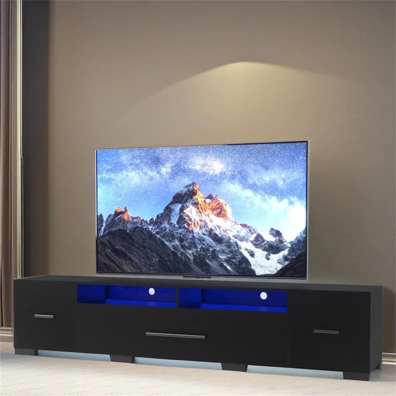 TV Console with Storage Cabinets - Black