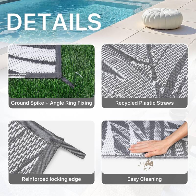 Reversible Outdoor Rug - Palm Leaf Design - 5'X8'