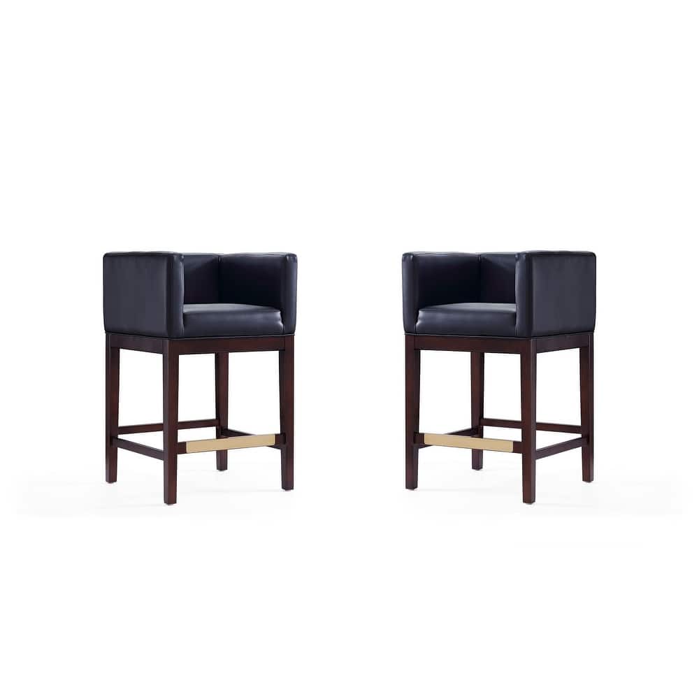 Manhattan Comfort Kingsley Dark Walnut Wood Counter Height Bar Stool (Set of 2)