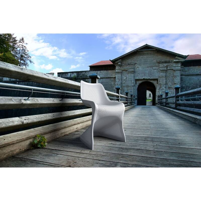 33.5" White Outdoor Patio Dining Chair