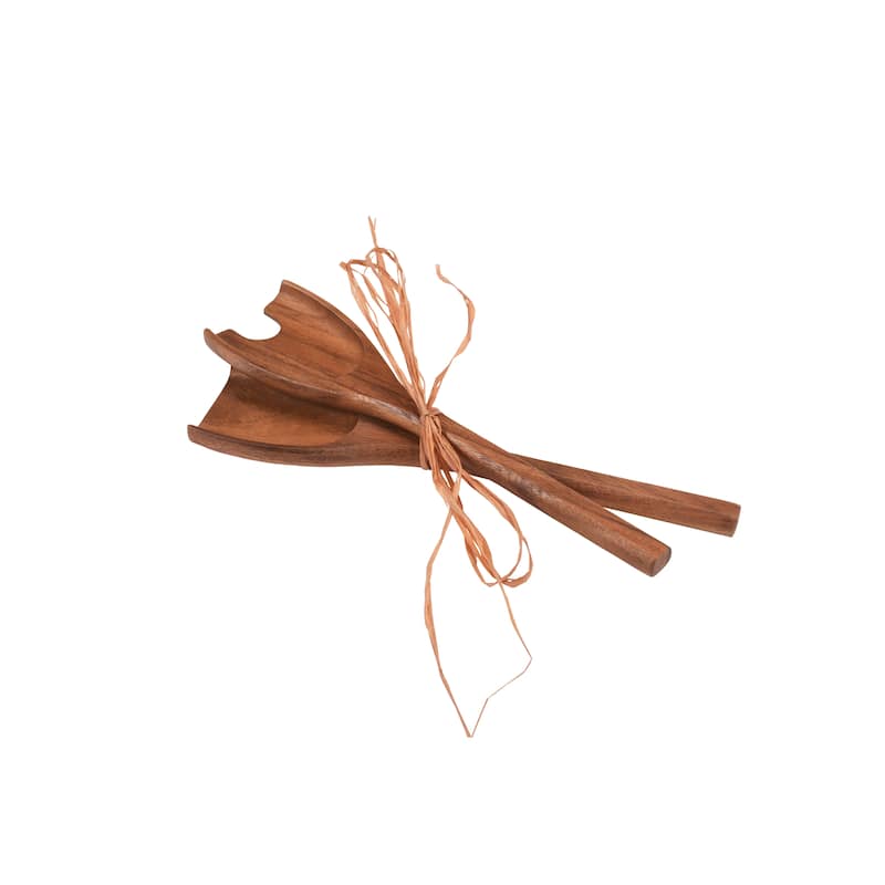 S/2 Acacia Wood Salad Servers - 12 - Brown - 12