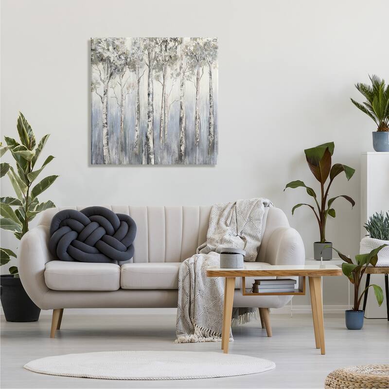 Stupell Mystic White Birch Tree Forest White Grey Bark Canvas Wall Art