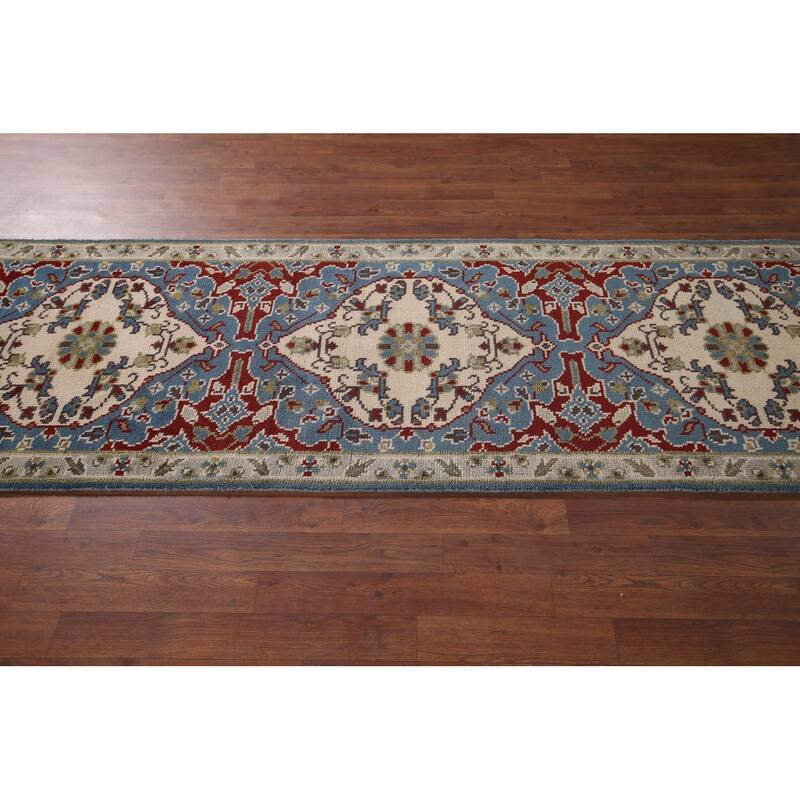 Blue Kazak Oriental Runner Rug Hand-Knotted Wool Carpet - 2'8"x 8'2"