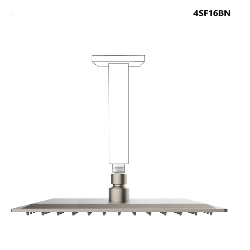 Topcraft 16" High Pressure Stainless Steel Square Rain Shower Head - 16*16