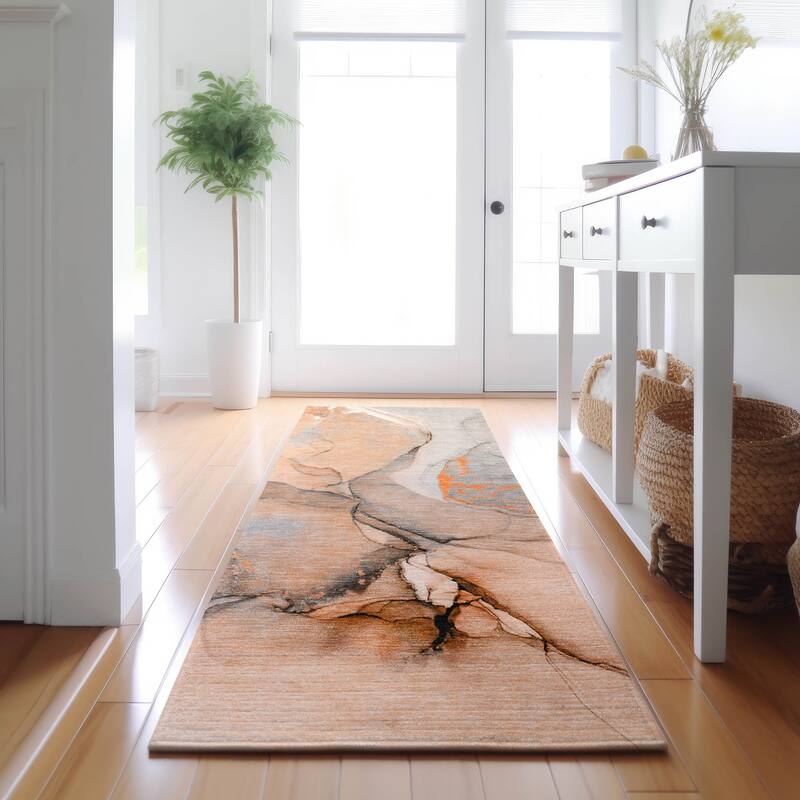 Premium Washable Super Soft Mayfield Rug - Orange - 2' 3" x 7' 6" - Runner