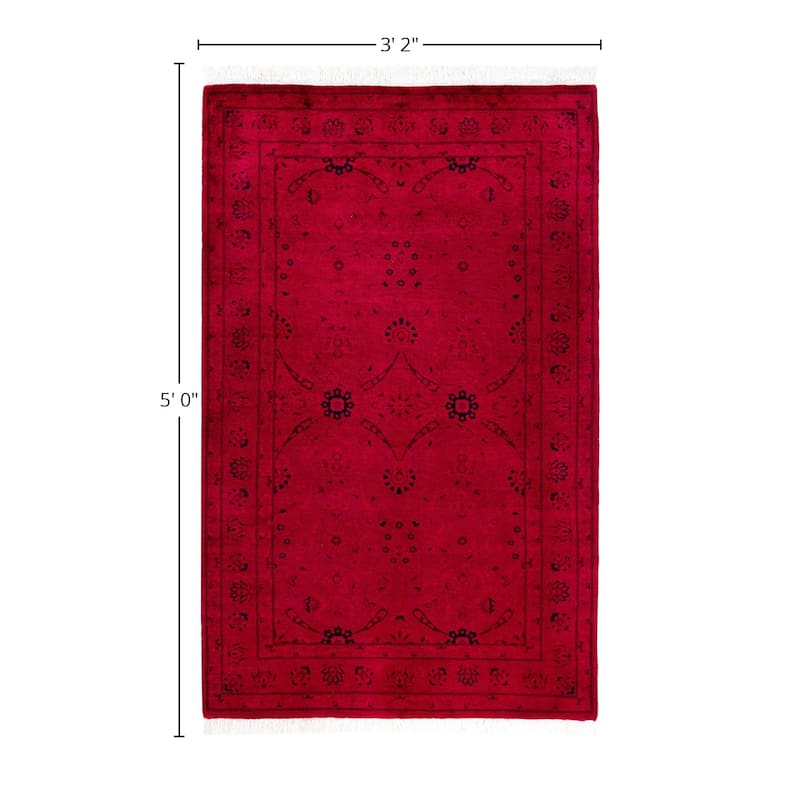 Overdyed One-of-a-Kind Hand-Knotted Area Rug - Pink - 3' 2" x 5' 0"