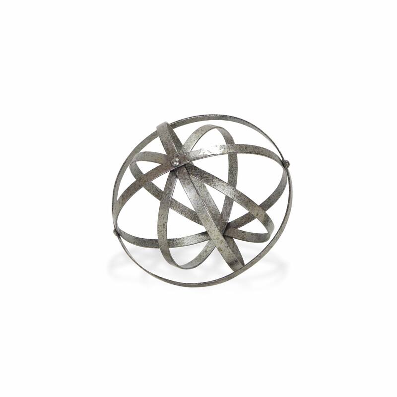 HomeRoots 8" Speckled Gray Metal Orb Decorative Tabletop Sculpture - 7.5' X '7.5' X '7.5