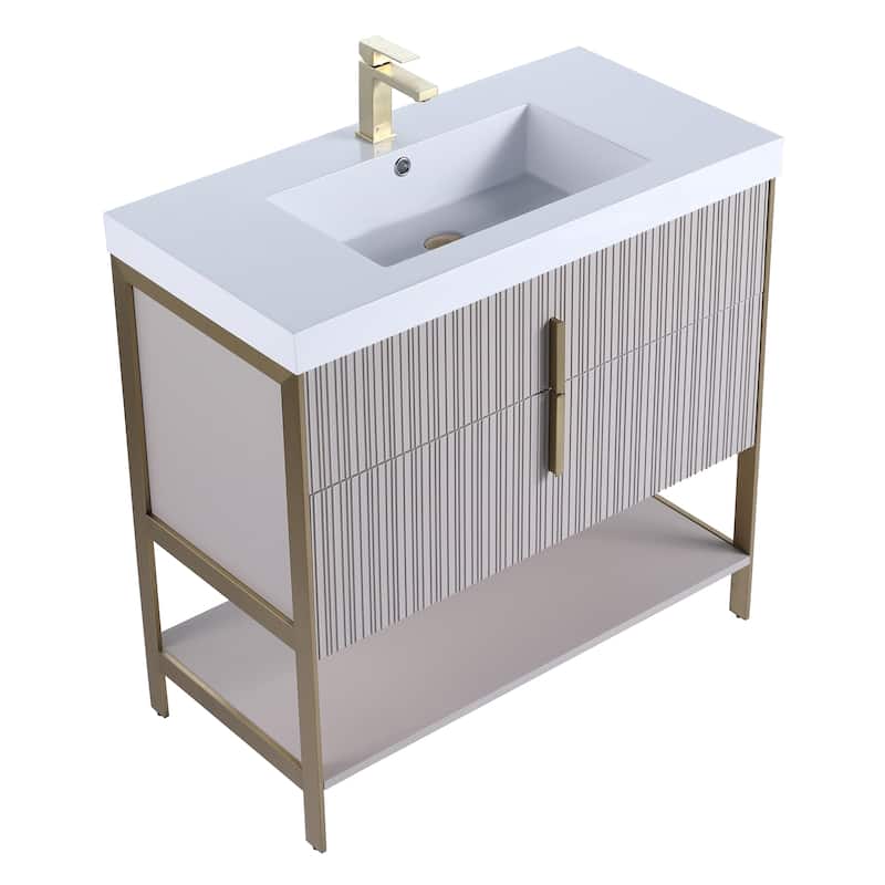 Fine Fixtures Serenity Modern Bathroom Vanity with White Gel Acrylic Top