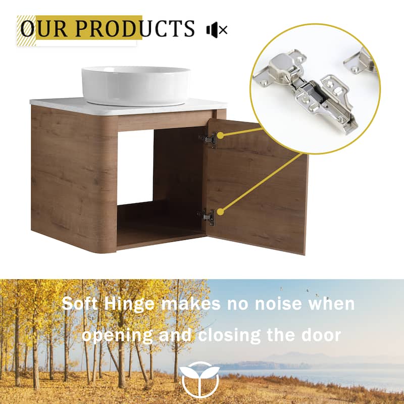 Wall-Mounted Bathroom Vanity With Ceramic Art Sink