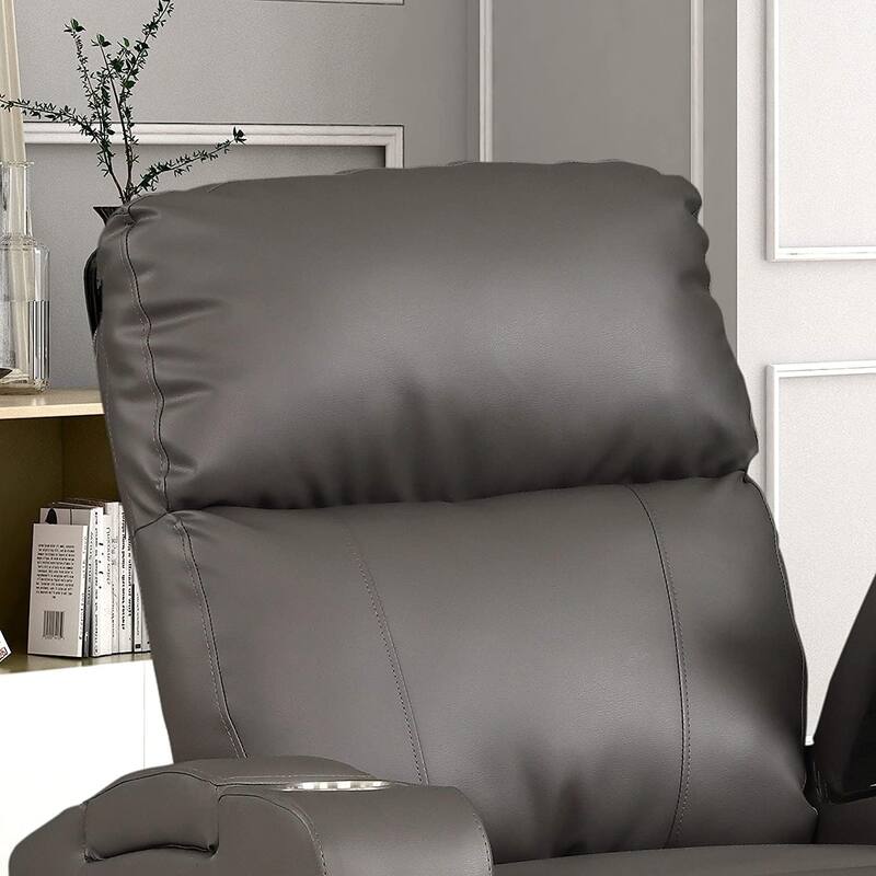 Modern Terry Collection, Upholstered Faux Leather with Electric Power Recliner Chair,Grey