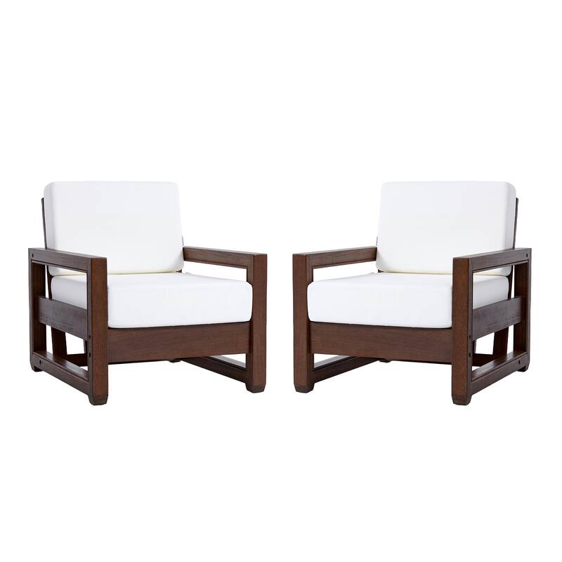 3-Piece Teak Wood Chair Outdoor Patio Conversation Set with Table