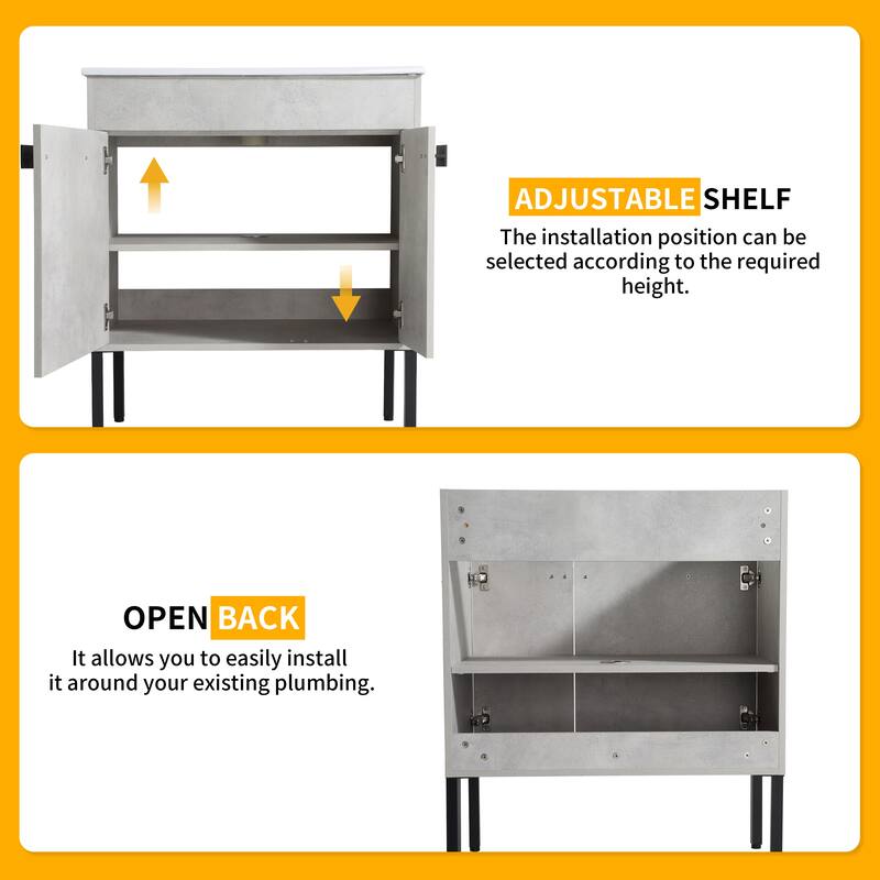 Beingnext 24"/30"/36" Bathroom Vanity with Sink, Freestanding/Floating Bathroom Vanity with Soft Close Door and Adjustable Shelf