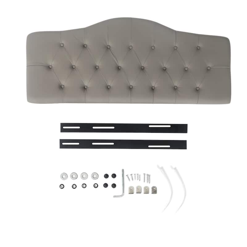 Adeco Camelback PU Leather Headboard Tufted Upholstered Headboard for Queen Bed
