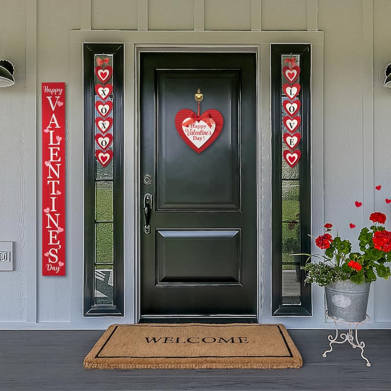 Glitzhome Wooden Happy Valentine's Day Porch Sign Decor