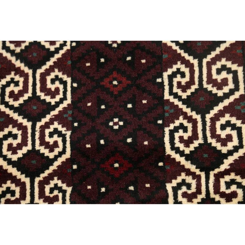 Traditional Geometric Persian Balouch Wool Area Rug Handmade Carpet - 2'6" x 3'11"